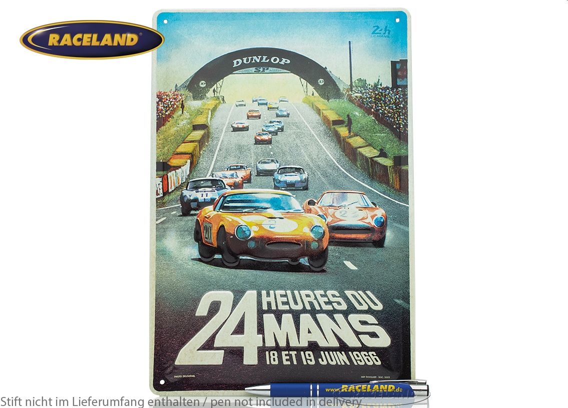 tin sign 24H Le Mans Racing Poster 1966 20 x 30cm