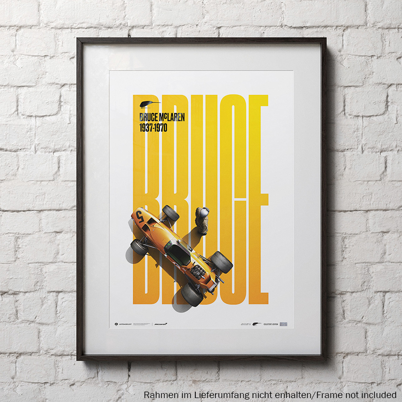 Poster Bruce McLaren, McLaren F1 GP Spa Francorchamps 1968 50x70cm