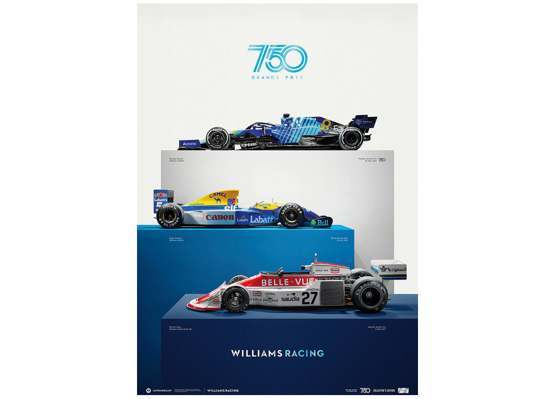 Poster Williams F1 Racing GP Monaco 2021 750th F1 Grand Prix 50x70cm