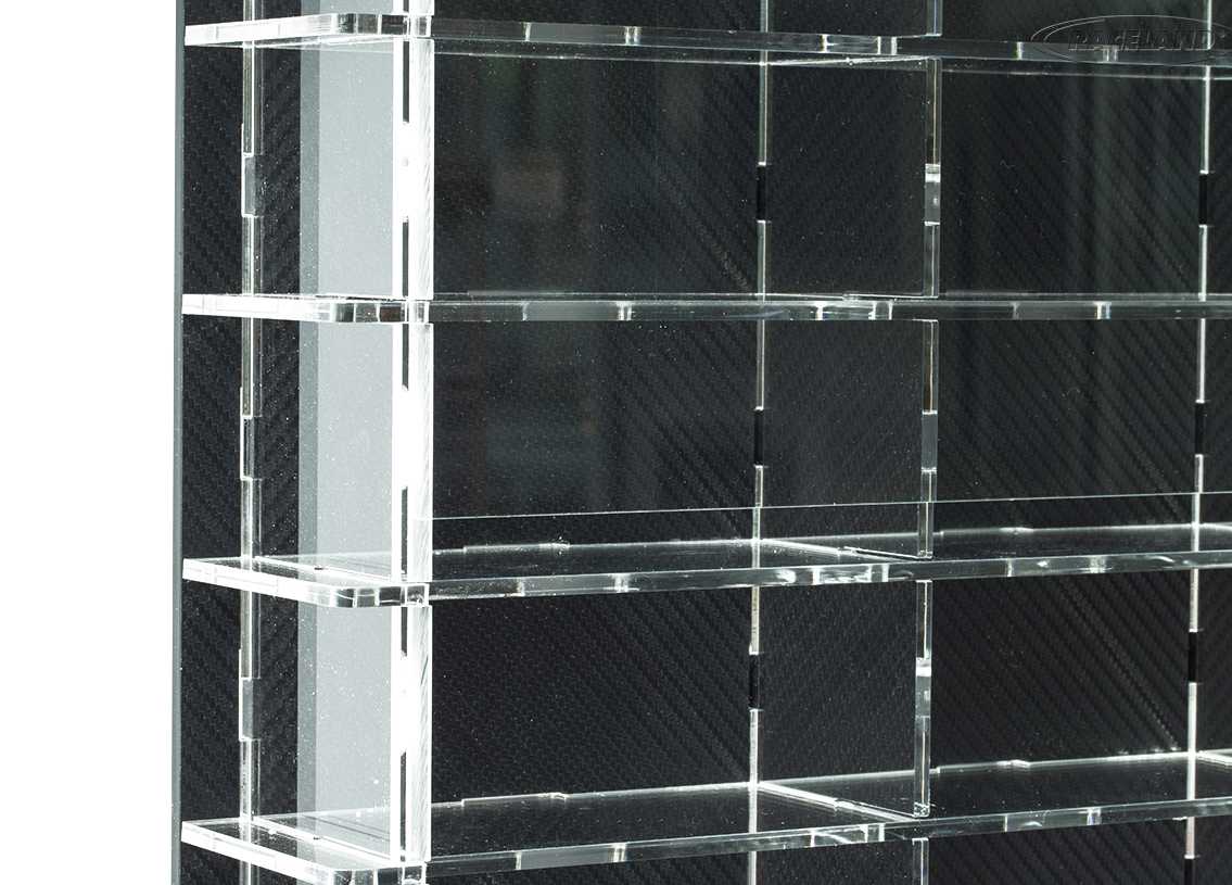 acrylic display cabinet multicase with carbon design back